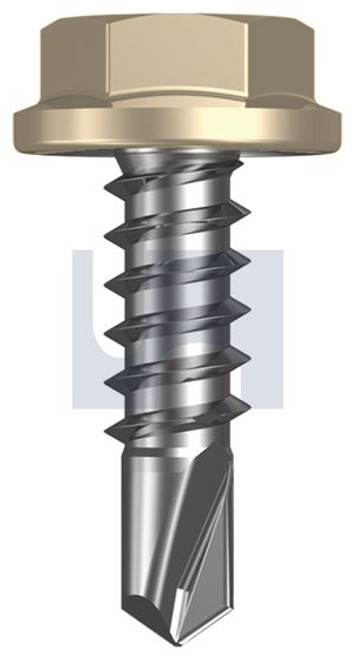 Metal Self Drilling Screw Flanged Hex Head #10-16 X16 Paperbark - Cl4