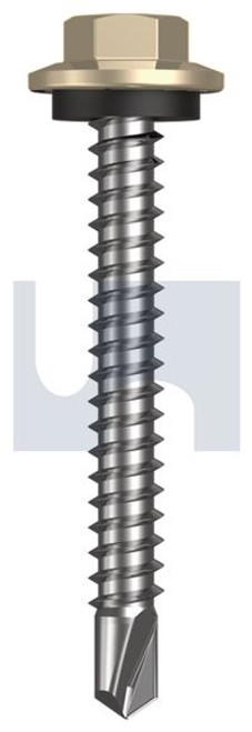 Metal Self Drilling Screw Hex Head + Washer #12-14 X45 Paperbark - Cl4