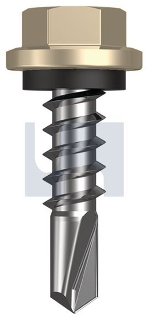 Metal Self Drilling Screw Hex Head + Washer #14-10 X25 Paperbark - Cl4