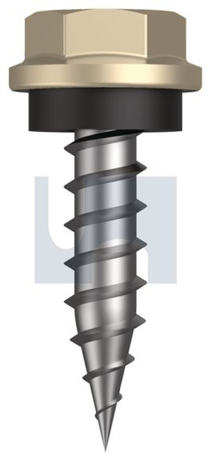 Needle Pt Self Drilling Screw Hex + Wash #10-12 X20 Paperbark - Cl4