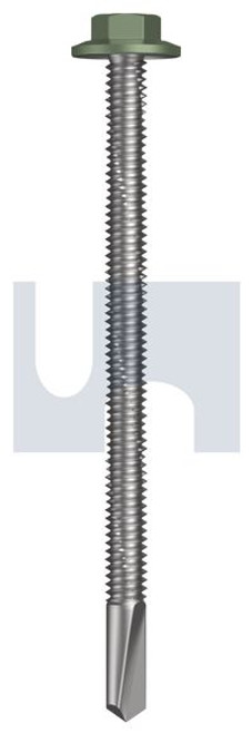 S500 Tiger Self Drilling Screw Flanged Hex Head #12-24 X85 Pale Eucalypt (Mist Green)-Cl4