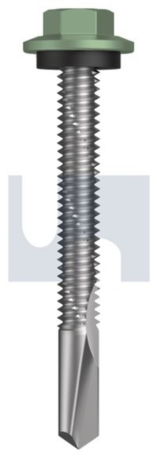 S500 Tiger Self Drilling Screw Hex Head + Washer #12-24 X50 Pale Eucalypt (Mist Green)-Cl4