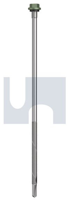 S500 Tiger Self Drilling Screw Hex + Washer + Xgrip #14-20 X200 Pale Eucalypt (Mist Green)-Cl4