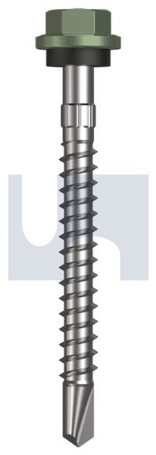 Metal Self Drilling Screw Hex Head + Washer #14-10 X65 Pale Eucalypt (Mist Green)-Cl4