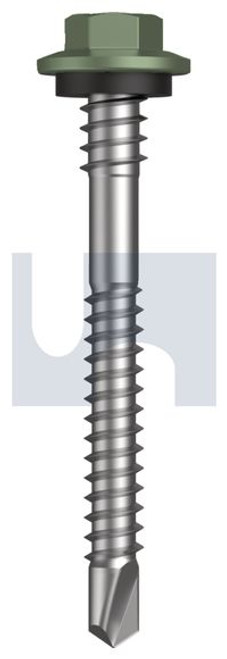 Metal Self Drilling Screw Hex + Washer + Xgrip #12-14 X53 Pale Eucalypt (Mist Green)-Cl4
