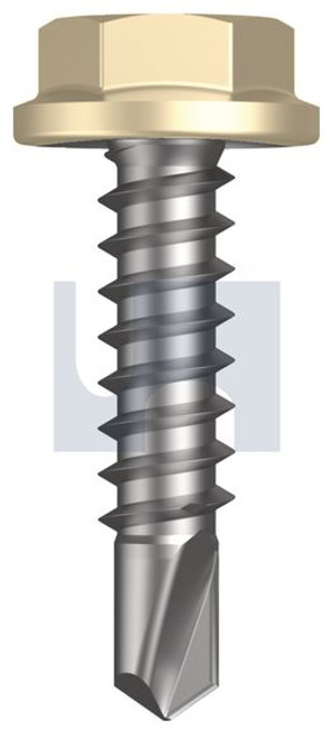 Metal Self Drilling Screw Flanged Hex Head #10-16 X22 Primrose - Cl4