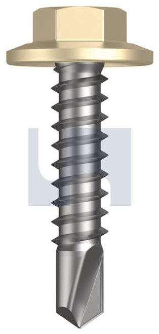 Metal Self Drilling Screw Flanged Hex Head #12-14 X25 Primrose - Cl4