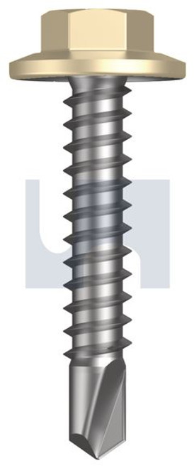 Metal Self Drilling Screw Flanged Hex Head #12-14 X30 Primrose - Cl4