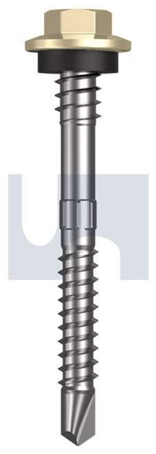 Metal Self Drilling Screw Hex + Washer + Xgrip #12-14 X55 Primrose - Cl4