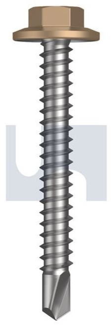 Metal Self Drilling Screw Flanged Hex Head #12-14 X45 Pale Terracotta - Cl4