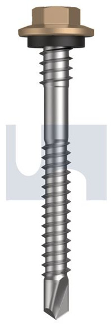 Metal Self Drilling Screw Hex + Washer + Xgrip #12-14 X53 Pale Terracotta - Cl4