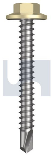 Metal Self Drilling Screw Flanged Hex Head #12-14 X45 Sandbank (Straw) -Cl4