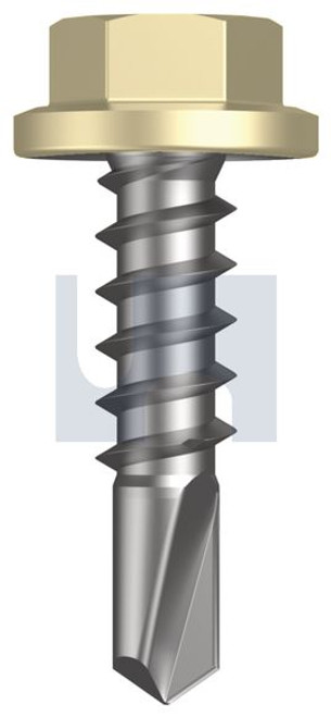 Metal Self Drilling Screw Flanged Hex Head #14-10 X25 Sandbank (Straw) -Cl4