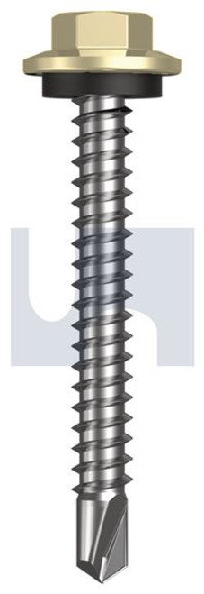 Metal Self Drilling Screw Hex Head + Washer #12-14 X45 Sandbank (Straw) -Cl4