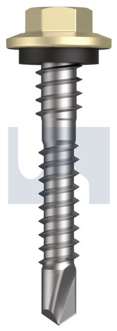 Metal Self Drilling Screw Hex + Washer + Xgrip #12-14 X37 Sandbank (Straw) -Cl4