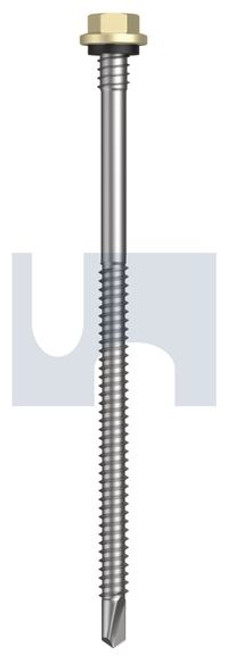 Metal Self Drilling Screw Hex + Washer + Xgrip #14-14 X125 Sandbank (Straw) -Cl4