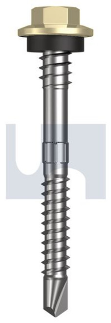 Metal Self Drilling Screw Hex + Washer + Xgrip #12-14 X55 Sandbank (Straw) -Cl4