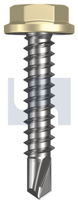Metal Self Drilling Screw Flanged Hex Head #10-16 X25 Sandbank (Straw) -Zyp