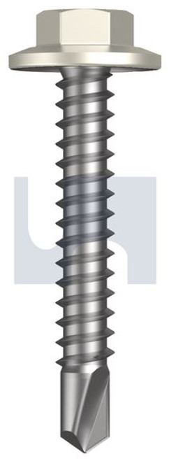 Metal Self Drilling Screw Flanged Hex Head #12-14 X35 Surfmist (Titania) -Cl4