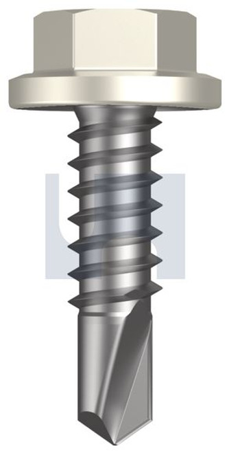 Metal Self Drilling Screw Flanged Hex Head #14-14 X22 Surfmist (Titania) -Cl4