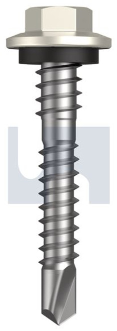 Metal Self Drilling Screw Hex + Washer + Xgrip #12-14 X37 Surfmist (Titania) -Cl4