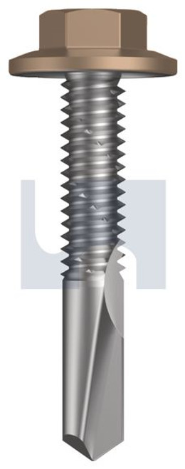 S500 Tiger Self Drilling Screw Flanged Hex Head #12-24 X32 Stone - Cl4