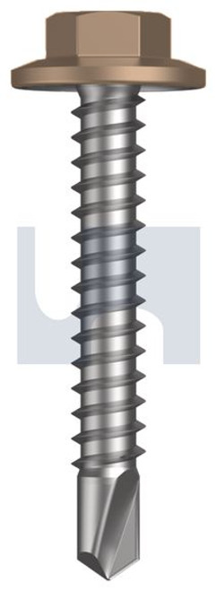 Metal Self Drilling Screw Flanged Hex Head #12-14 X35 Stone - Cl3