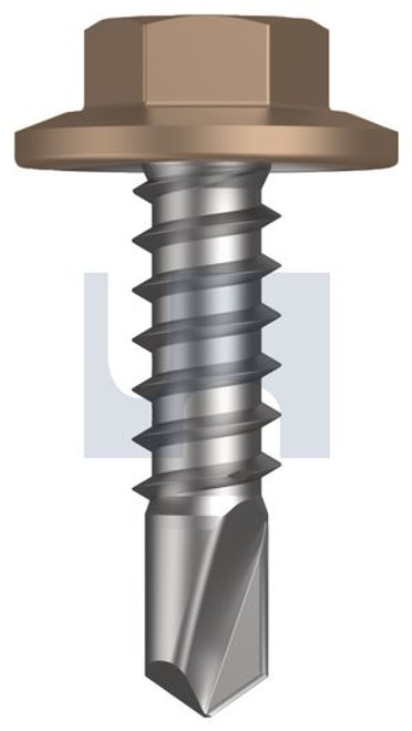 Metal Self Drilling Screw Flanged Hex Head #12-14 X20 Stone - Cl4