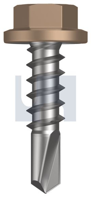 Metal Self Drilling Screw Flanged Hex Head #14-10 X25 Stone - Cl4