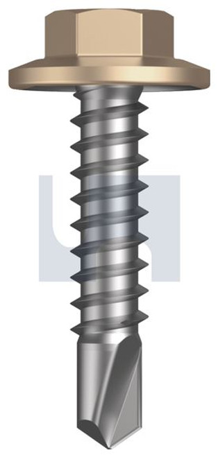 Metal Self Drilling Screw 5/16A Flanged Hex #14-14 X22 Stone - Cl4