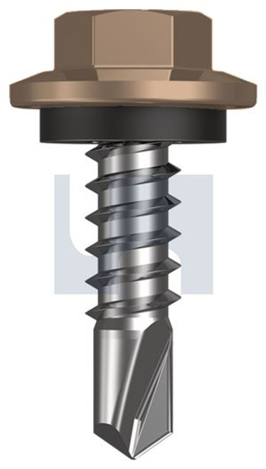 Metal Self Drilling Screw Hex Head + Washer #12-14 X20 Stone - Cl4