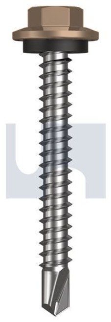 Metal Self Drilling Screw Hex Head + Washer #12-14 X45 Stone - Cl4