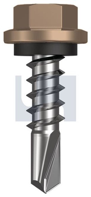 Metal Self Drilling Screw Hex Head + Washer #14-10 X25 Stone - Cl4