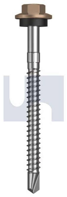 Metal Self Drilling Screw Hex Head + Washer #12-14 X65 Stone - Cl4