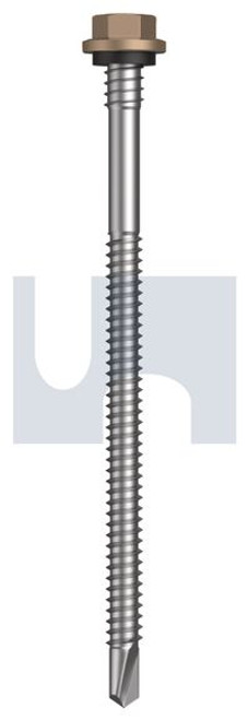 Metal Self Drilling Screw Hex + Washer + Xgrip #14-14 X110 Stone - Cl4