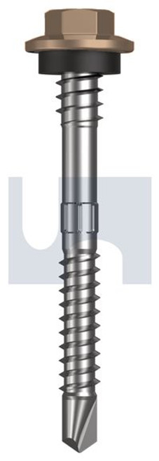 Metal Self Drilling Screw Hex + Washer + Xgrip #12-14 X55 Stone - Cl4