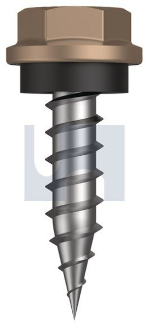 Needle Pt Self Drilling Screw Hex + Wash #10-12 X20 Stone - Cl4