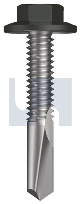 S500 Tiger Self Drilling Screw Flanged Hex Head #12-24 X32 Woodland Grey (Thunder) -Cl4