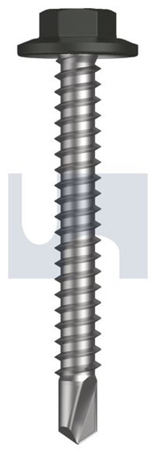 Metal Self Drilling Screw Flanged Hex Head #12-14 X45 Woodland Grey (Thunder) -Cl4