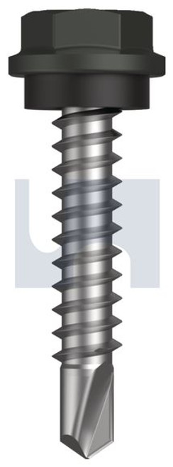 Metal Self Drilling Screw Hex Head + Washer #10-16 X25 Woodland Grey (Thunder) -Cl4