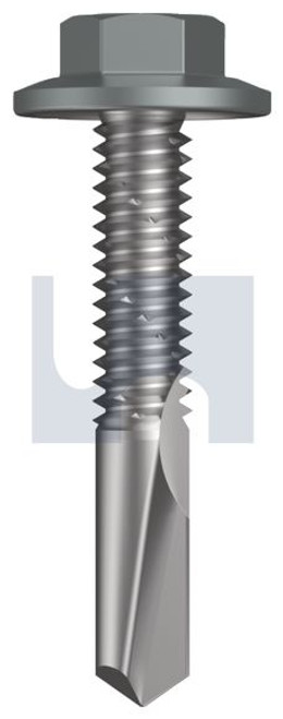 S500 Tiger Self Drilling Screw Flanged Hex Head #12-24 X32 Windspray (Smokey) -Cl4