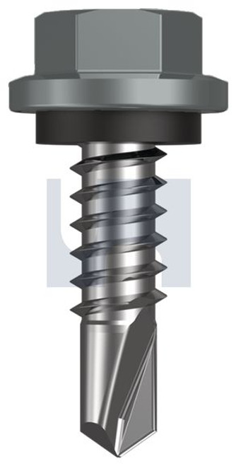 Metal Self Drilling Screw Hex Head + Washer #14-14 X22 Windspray (Smokey) -Cl4