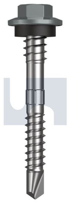 Metal Self Drilling Screw Hex + Washer + Xgrip #12-14 X48 Windspray (Smokey) -Cl4