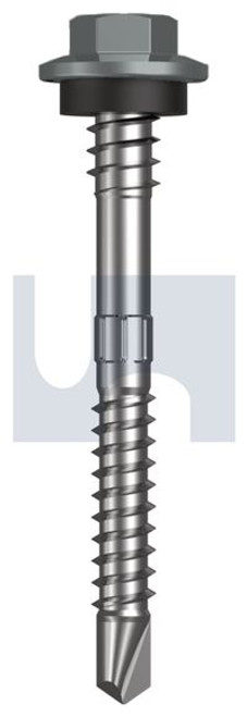 Metal Self Drilling Screw Hex + Washer + Xgrip #12-14 X55 Windspray (Smokey) -Cl4