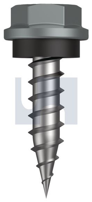 Needle Pt Self Drilling Screw Hex + Wash #10-12 X20 Windspray (Smokey) -Cl4