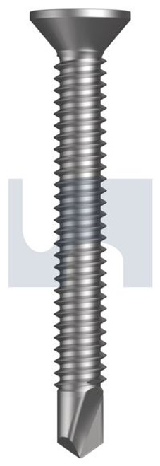 Metal Self Drilling Screw Countersunk #10-24 X40 Zinc Yellow Passivate