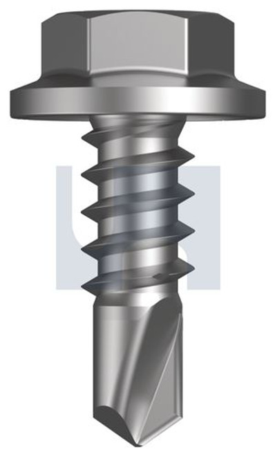 Metal Self Drilling Screw Flanged Hex Head #8-18 X12 Zinc Yellow Passivate