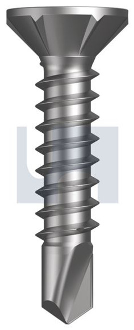 Metal Self Drilling Screw Countersunk Rib #8-18 X20 Zinc Yellow Passivate