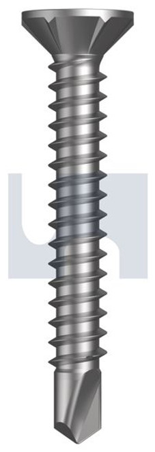 Metal Self Drilling Screw Countersunk Rib #8-18 X30 Zinc Yellow Passivate