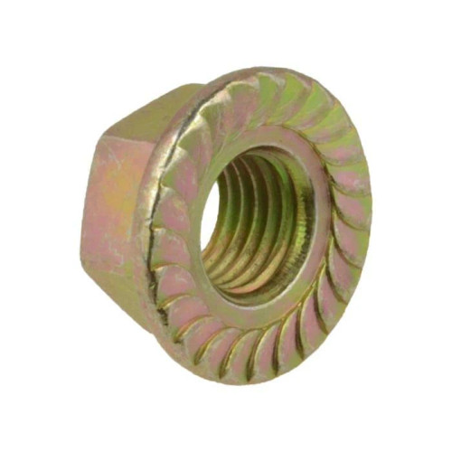 Serrated M14 Fine Flange Nut Zinc Yellow